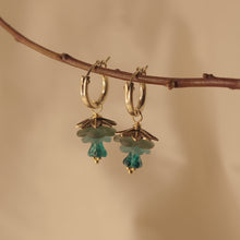 Load image into Gallery viewer, Gold Flower Hoop Earrings ~ various colors ~ OOAK