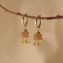 Load image into Gallery viewer, Gold Flower Hoop Earrings ~ various colors ~ OOAK