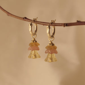 Gold Flower Hoop Earrings ~ various colors ~ OOAK