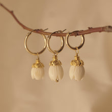 Load image into Gallery viewer, White Bloom Earrings ~ Gold