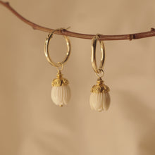 Load image into Gallery viewer, White Bloom Earrings ~ Gold