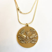 Load image into Gallery viewer, Bronze necklace with mugwort, crystals, and an owl